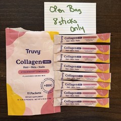 Discontinued Truvy Collagen +BHC Hair Skin Nails Strawberry Lemonade 8 Sticks