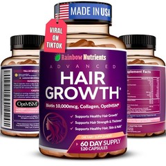 Hair Growth Vitamins for Women | Biotin 10,000mcg, 120 Count (Pack of 1)