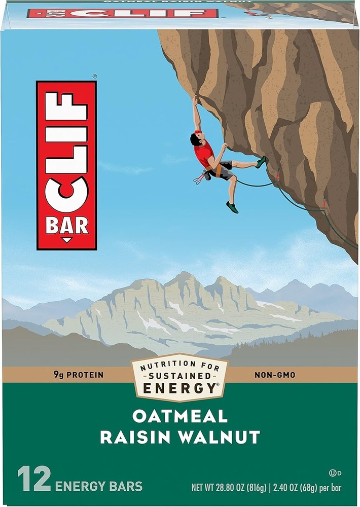 CLIF Bar Oatmeal Raisin Walnut Energy Bars 12 Count Box 2.4 oz Each
