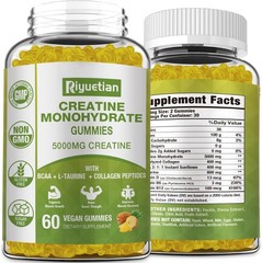 Natural Creatine Gummies – Focus & Endurance Boost, Sugar-Free & Gluten-Free,…