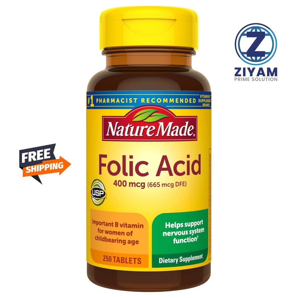Nature Made Folic Acid 400 mcg (665 mcg Dfe) 250 Tabs
