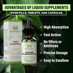 Liquid Chlorophyll Drops – Natural Detox Deodorant Gut & Liver Supplement Health