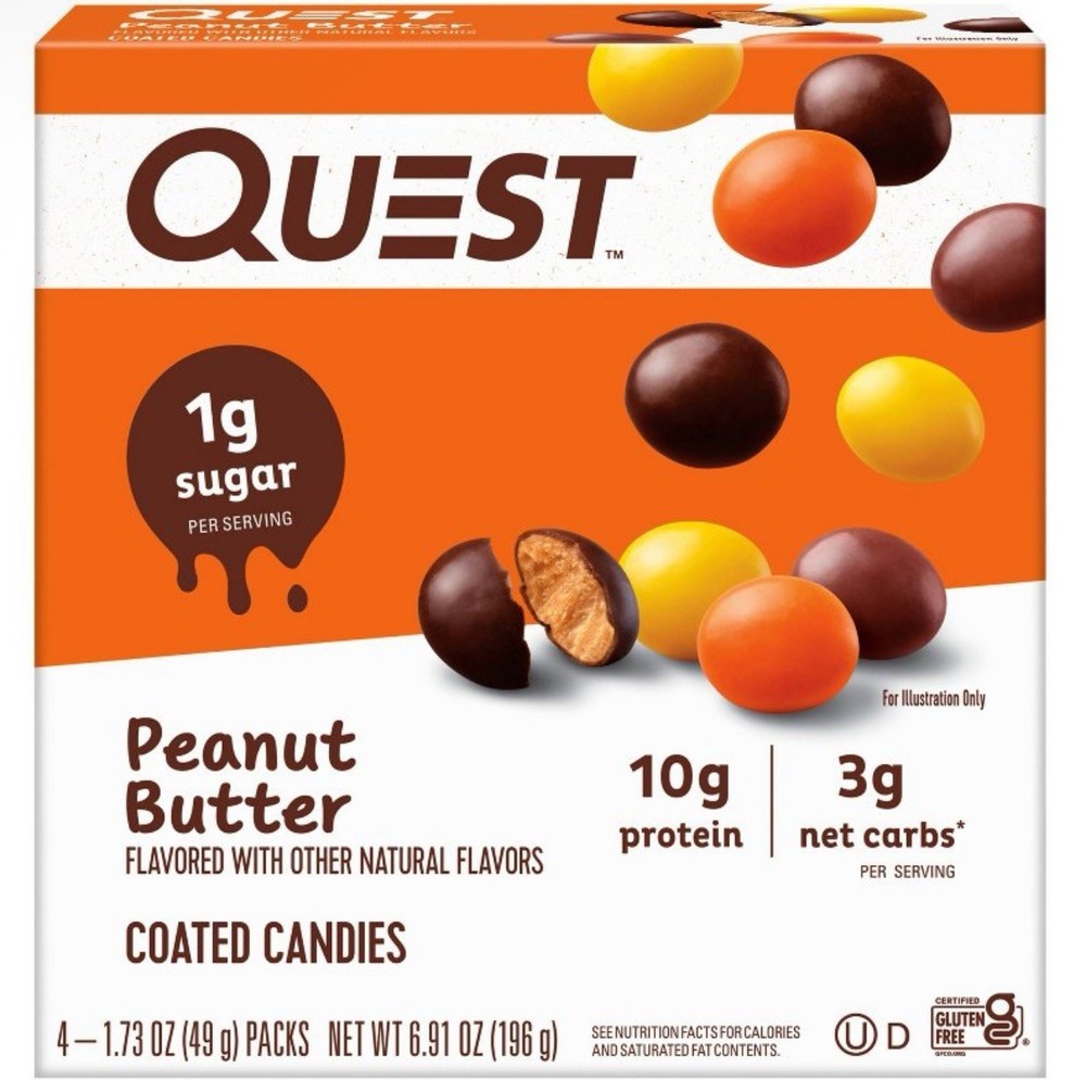 🔴 New QUEST Peanut Butter Costed Candies Net Carbs Protein 6.91oz (1 Box)