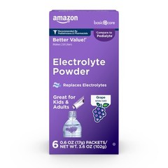 Amazon Basic Care Electrolyte Powder Packets for 6 Ounce (Pack of 1), Grape