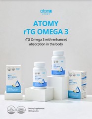 Atomy rTG Omega-3 EPA DHA 180 Softgels Vitamin E High Bioavailability Patented
