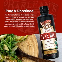 Organic Flaxseed Oil Liquid from Fresh Cold Pressed Flax Seeds, 7,640mg ALA O…
