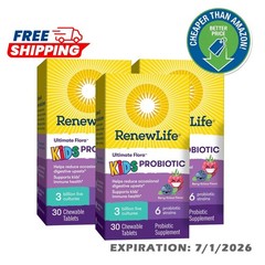 Renew Life Ultimate Flora Kids Probiotic Chewable Tablets (3 PACK) 7/1/2026 Exp