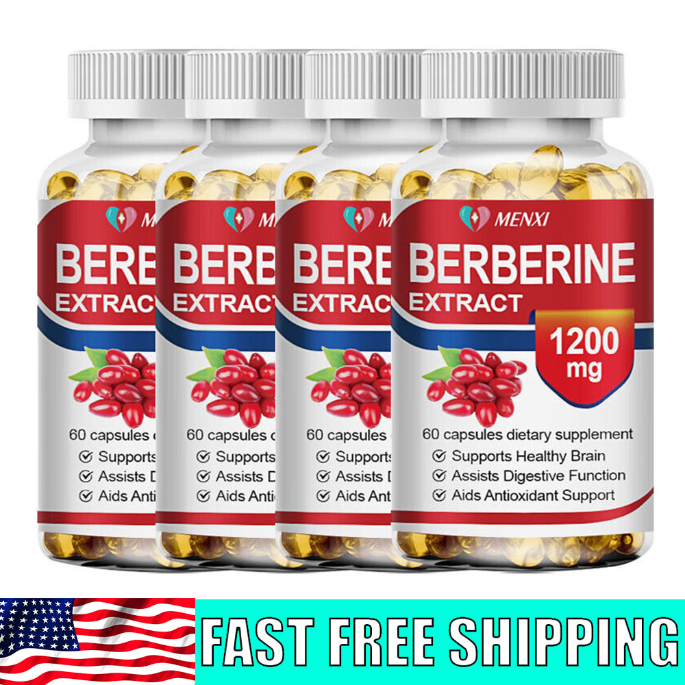 60/120/240P 1200mg Berberine Capsules, Natural HCL Extract, Healthy Cholesterol