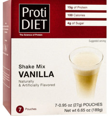 Proti Diet Vanilla Shake Box of 7 Packets 15 Grams of Protein