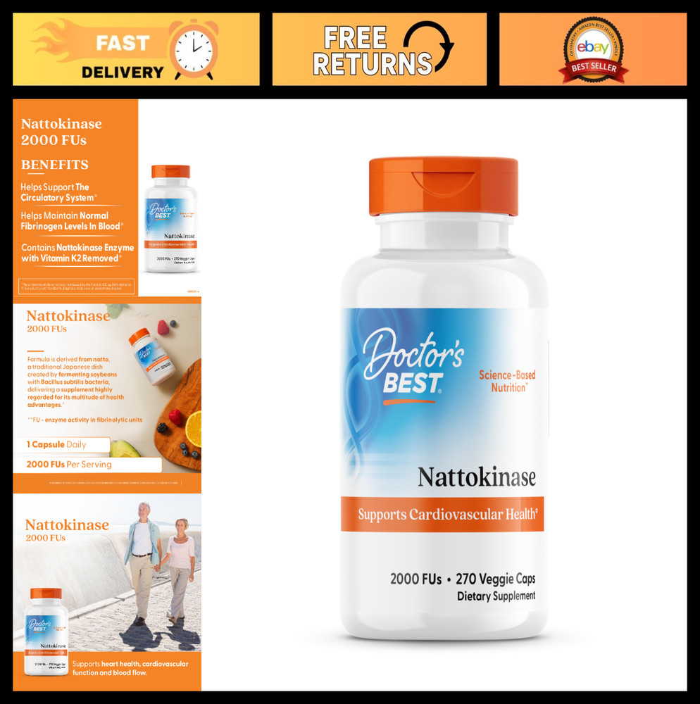 Nattokinase Supplement, Non-GMO, Vegan, Gluten-Free, 270 Veggie Capsules