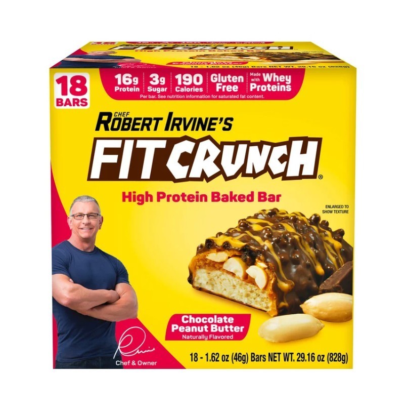 FITCRUNCH Protein Bars, 16g Protein, 18-count Chocolate Peanut Butter, 1.62 oz,
