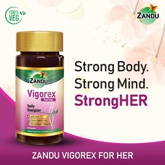 Zandu Vigorex For Her: A Daily Energizer |100% Natural,Authentic & Safe 60 caps