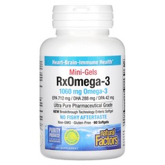 2 X Natural Factors, RxOmega-3 Mini-Gels, 60 Softgels (530 mg per Softgel)