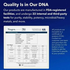 TRU NIAGEN Patented NAD Supplement for Brain Function,Anti Aging&Cell Regenerati