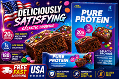 Pure Protein Bars, Galactic Brownie, 20g Protein, Gluten Free, 1.76 oz, 4 Ct..