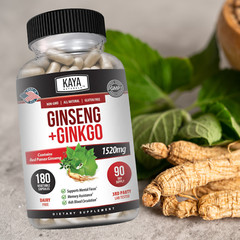 Ginkgo Biloba + Ginseng Extract 180ct Red Panax Focus Brain Memory Metabolism
