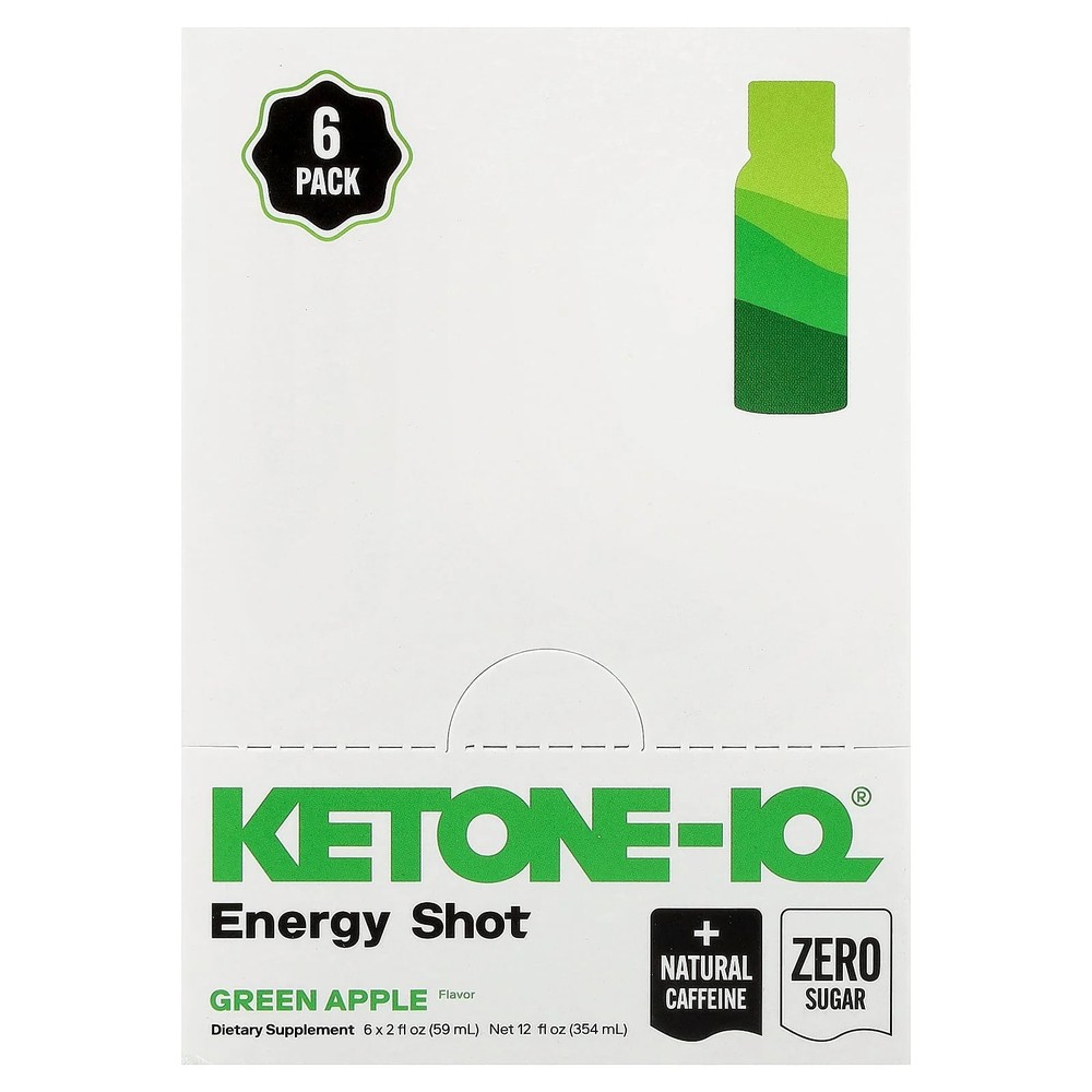 2 X Ketone-IQ, Energy Shot, Green Apple, 6 Bottles, 2 fl oz (59 ml) Each