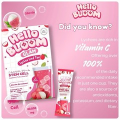 Hello Bloom GLAM Lychee Iced Tea Stem Cell Powder Drinks (10 Sachets)