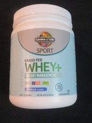 Garden Of Life Sport Grass Fed Whey+ Weight Management 15.87 Oz 15 Servs Vanilla