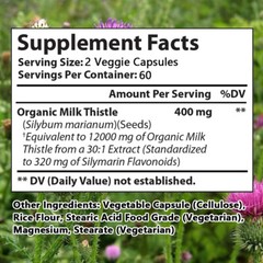 Organic Milk Thistle 30:1 Extract 12000 mg (Silymarin) – Healthy Liver Function