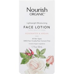 Nourish Lightweight Rosewater & Argan Face Lotion Organic 1.7 Fl Oz Fl. 1 Pack