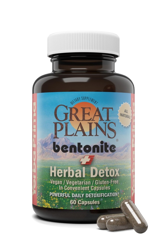 Yerba Prima Bentonite Clay Plus Herbal Detox – 60 Veggie Capsules – Natural C…