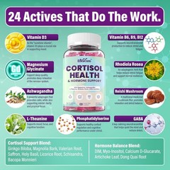 (2 Pack) Cortisol Gummies for Calm, Mood, Focus & Stress – Blueberry Flavor 60ct