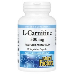 2 X Natural Factors, L-Carnitine, 500 mg, 60 Vegetarian Capsules