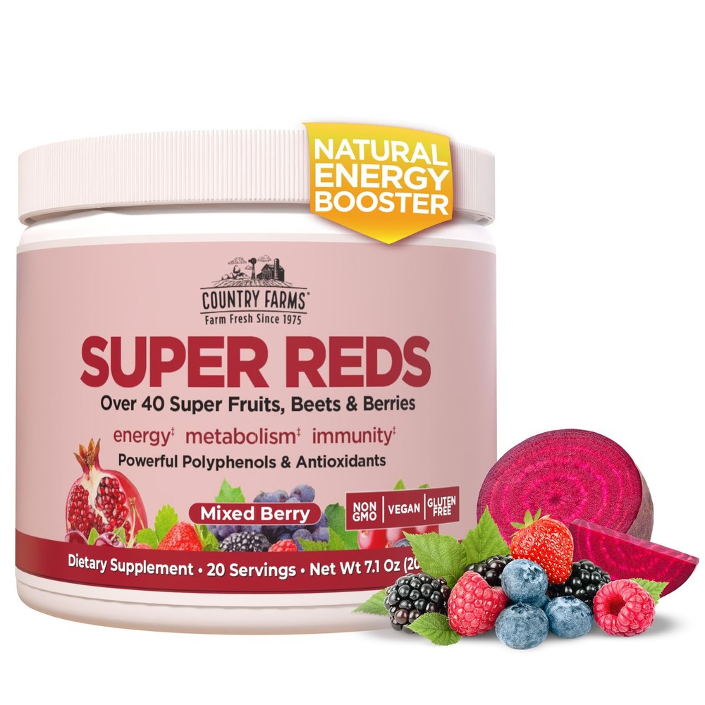 COUNTRY FARMS Super Reds, Energizing Polyphenol Superfood, 48 Super Fruits an…