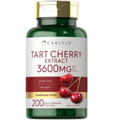 Tart Cherry Capsules 3600mg | 200 Pills | Max Potency Extract | Non-GMO Gluten