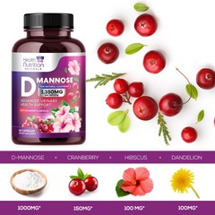D-Mannose Capsules 1350mg with Cranberry UTI Support & Cleanse, Bladder Health