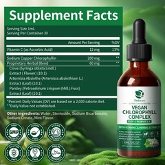 2 Pack Liquid Chlorophyll Drops For Immune Support – Peppermint Flavor 200mg