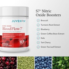 Juvenon BloodFlow-7 Nitric Oxide Supplement w/ Nitrosigine, 2 Caps Daily