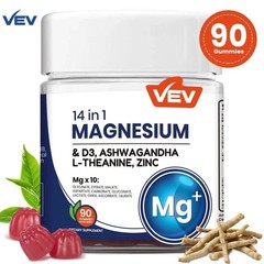 VEV 14-in-1 Magnesium Gummies – with Ashwagandha, L-Theanine, Vitamin D3 & Zinc+
