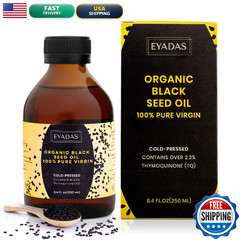 Eyadas Organic Black Seed Oil 8.4 Fl Oz 100 Turkish Cold-Pressed Nigella Sativa