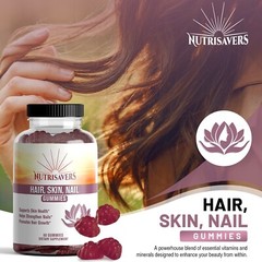 Hair, Skin & Nails Gummy, Vitamins with Biotin – Dietary Supplement – 60 Gummies