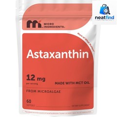 Astaxanthin 12mg with MCT Oil, 60 Softgels | Fresh Microalgae Source | Triple…