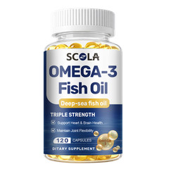 Omega 3 Fish Oil Capsules Triple Strength EPA & DHA, Burp-Less 120 sofgels NEW