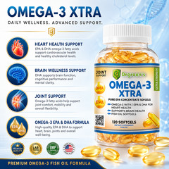 Ultra Strength Omega 3 Fish Oil xtra EPA/DHA Potent, Joint SUPPORT Relief 120 xl