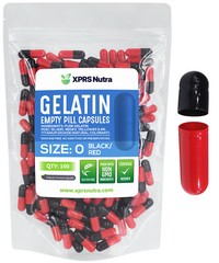 Size 0 Black/Red Empty Gelatin Capsules Gelcaps Kosher Pills
