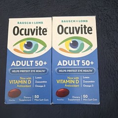 2 Bausch+Lomb Ocuvite Adult 50+ Eye Vitamins+ Omega 3, Zinc, D (100 Total) 01/27