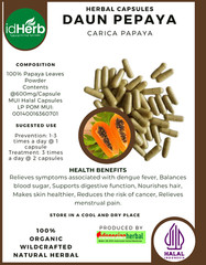 [idHerb] 100-800 Capsules Pepaya Leaves Pawpaw Betik Carica Papaya WildCrafted