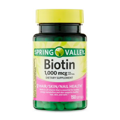 Spring Valley Biotin 1000mcg 150 Softgels Skin Hair Nail Health Supplement USA