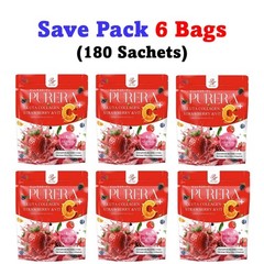 6 X Purera Collagen Strawberry Vit C Dietary Powder Drink Nourish Skin