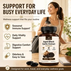 Herbounty Odorless Fermented Black Garlic Extract 700mg 90 Softgels