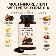 Herbounty Odorless Fermented Black Garlic Extract 700mg 90 Softgels