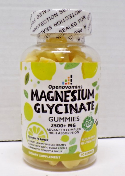 Openovomins Magnesium Glycinate Gummies 2500+ Mg Lemon 90 Gummies Exp Oct26