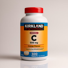 Kirkland Vitamin Chewable C Orange Food Supplement 500mg 500 Tablets ex Nov 2027