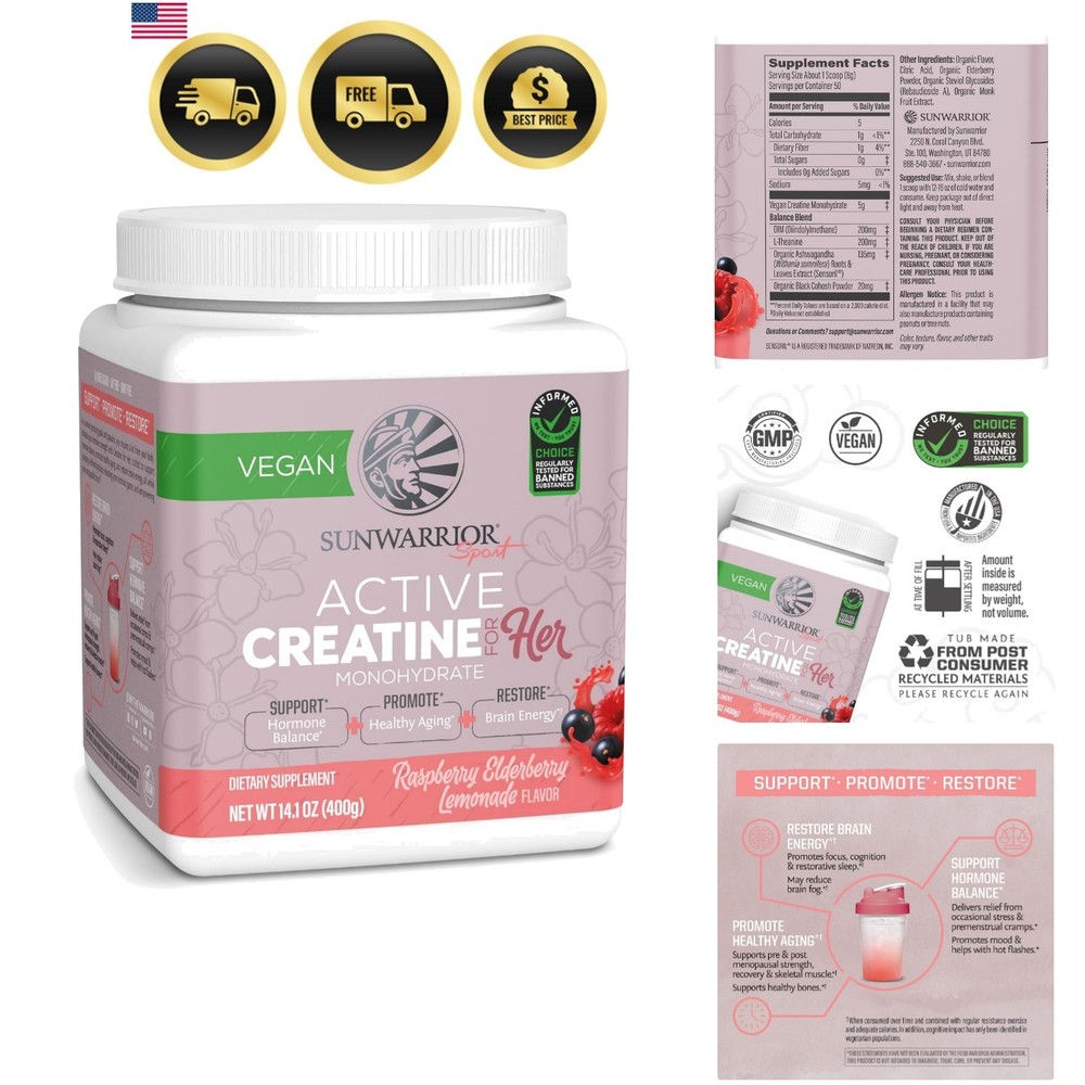 Raspberry Elderflower Active Creatine Monohydrate for Her, 14.1 OZ