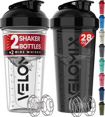 -2 Pack- 28 oz Protein Shaker Bottles for Protein Mixes – 2x Wire Whisk | Lea…